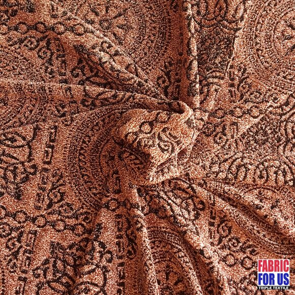 Bronze Persian-Design Knit Glitter Stretch Fabric 56/58" Wide - Picture 2 of 3